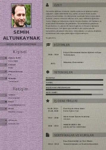 Beden Eğitimi Öğretmeni CV Örnekleri cv indir